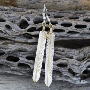 Feather Earrings Long Sterling Siler Gold Filled